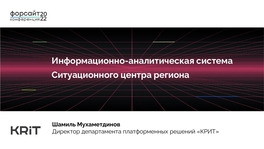 Информационно-аналитическая система ситуационного центра региона